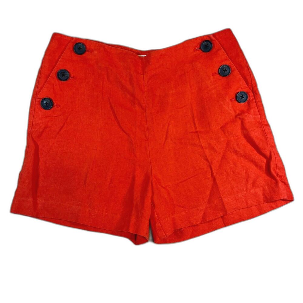 Boden Women's Shorts 100% Linen Orange US 8